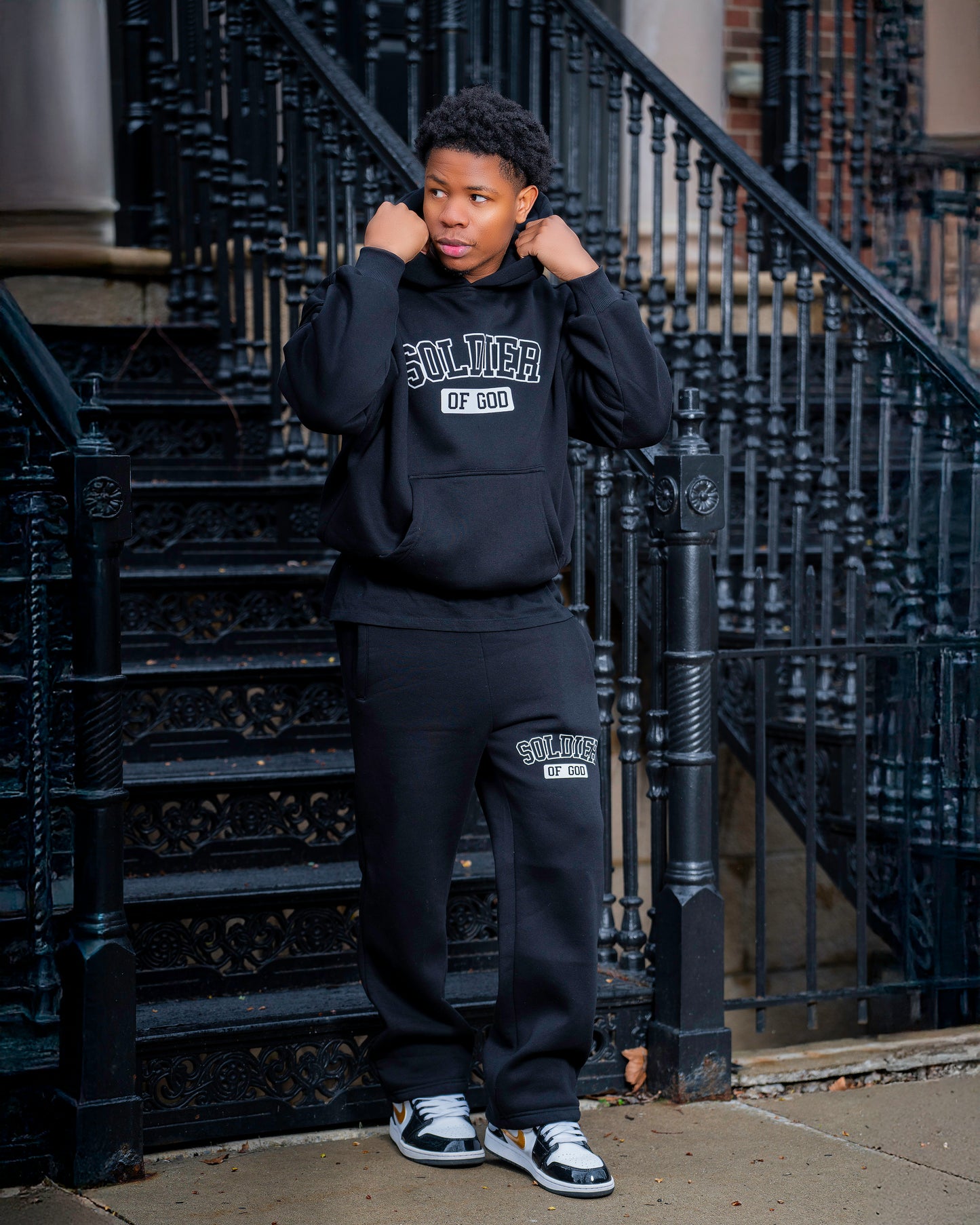 Black hoodie set soldier of God,