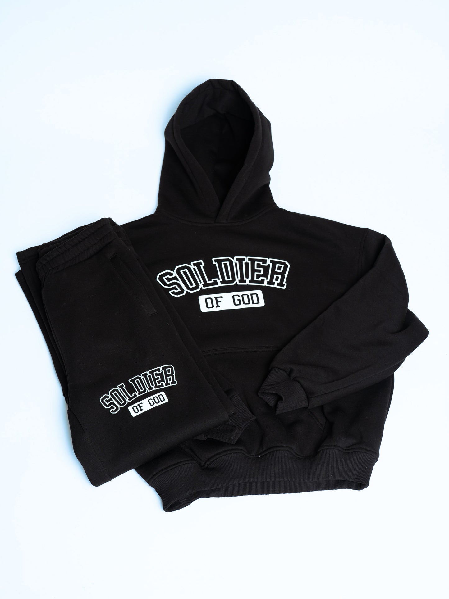 Black hoodie set soldier of God,