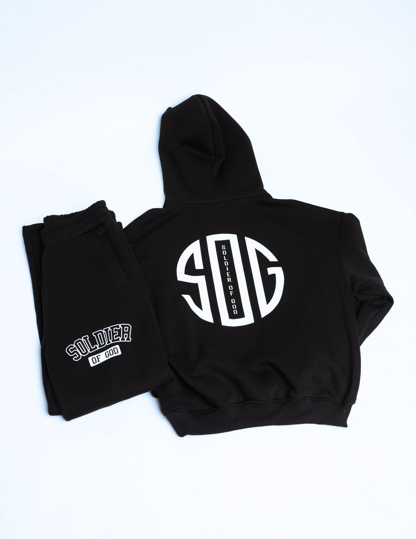 Black hoodie set soldier of God,
